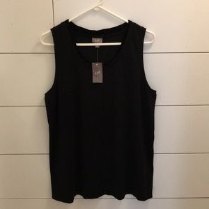 Women’s J.Jill black tank with velvet trim on neck